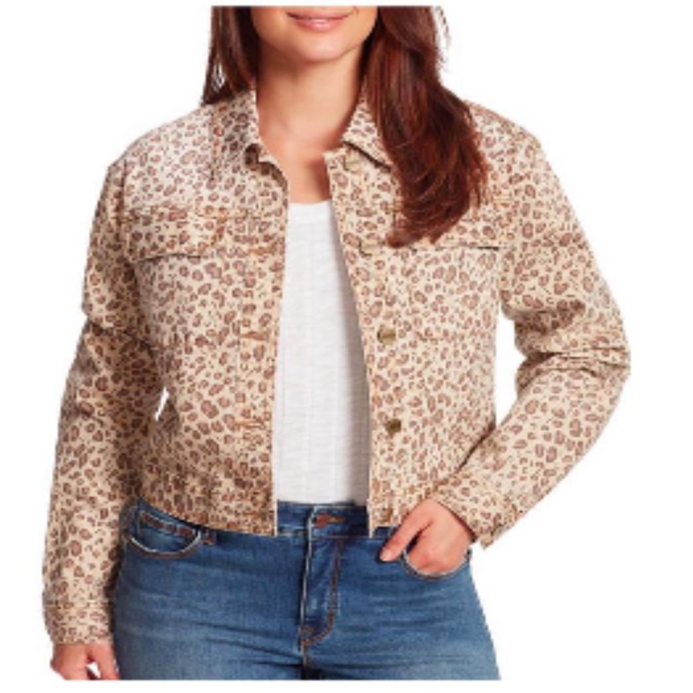 NWT Sanctuary Denim Jacket Leopard Print size XL